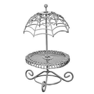 Garden Fantasy Miniature Wire Table With Attached Umbrella - By Ganz   